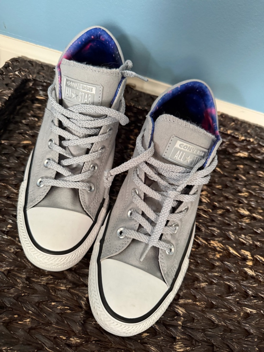 Converse Gray Low Top Sneakers with Galaxy Lining